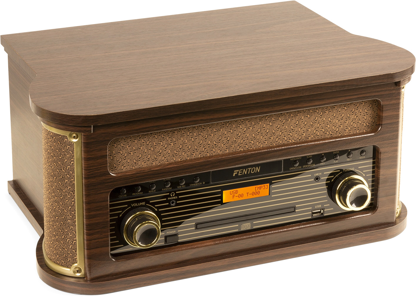 RM1-Belle Epoque 1908 tocadiscos vintage reproductor vinilo marrón oscuro  Reproductor de CD