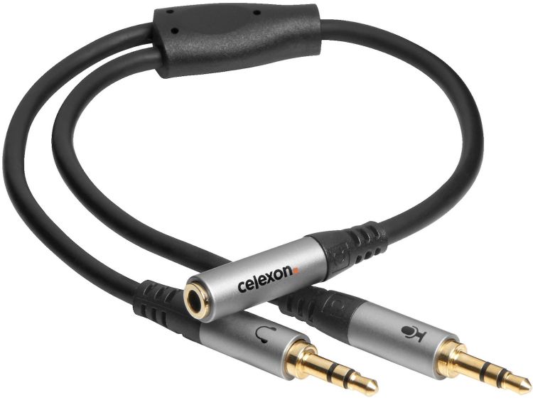 celexon 2x 3,5mm Stereo Klinke auf 3,5mm Stereo Klinke M/F Audioadapter 0,25m - Professional Line