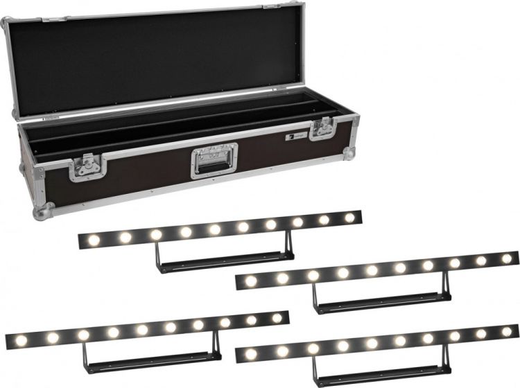 EUROLITE Set 4x LED STP-10 Sunbar 3200K 10x5W Lichtleiste + Case