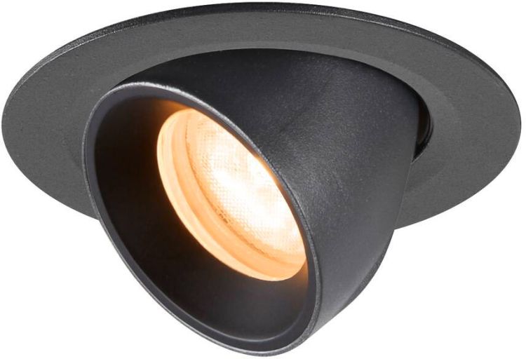 SLV NUMINOS® GIMBLE XS, Deckeneinbauleuchte, 2700 K, 55°, IP20, rund, schwarz