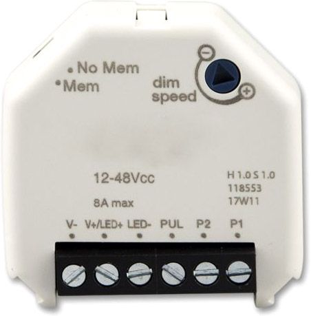 ISOLED Universal-Push-Controller actuator for LED spots / stripes, 12-24V 8A, 36-48V 6A