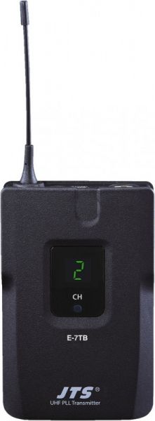JTS E-7TB/5 UHF PLL pocket transmitter with lavalier microphone