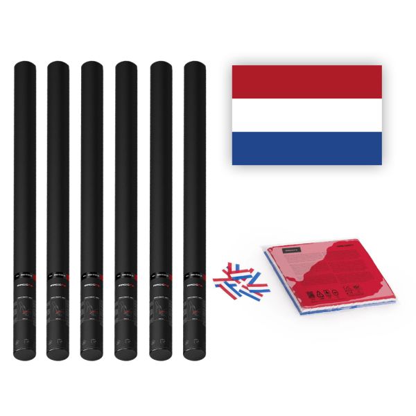 Magic FX Slowfall Konfetti Flagge Niederlande 55x35mm- 1kg + 6x Handbetriebene Kanone PRO 80cm - Leer