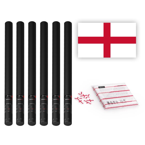 Magic FX Slowfall Konfetti Flagge England 55x35mm- 1kg + 6x Handbetriebene Kanone PRO 80cm - Leer