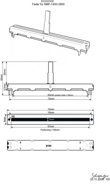 Fader 10KB 60mm XMP-1400/-2800
