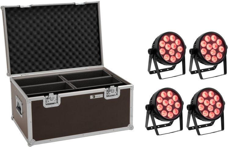 EUROLITE Set 4x LED 7C-12 Silent Slim Spot + Case