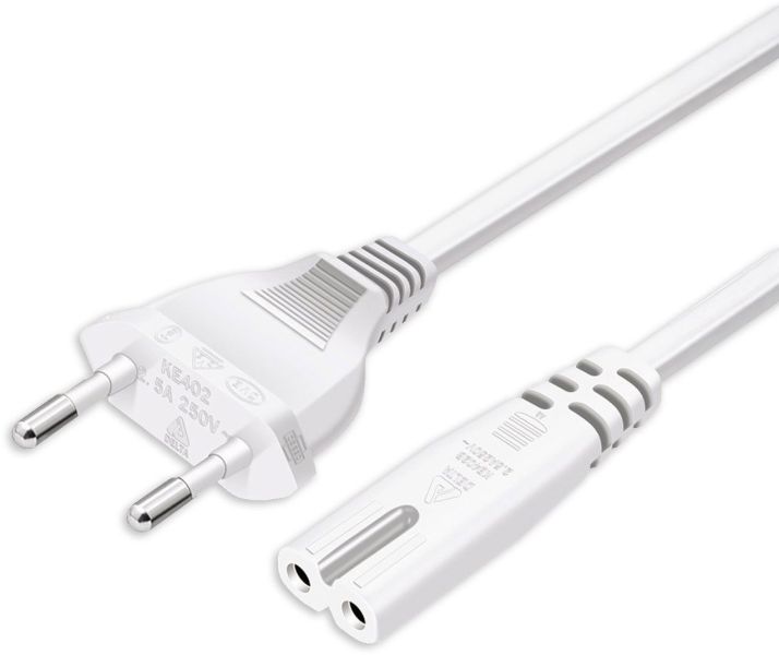 ISOLED Standard EU-PowerCord Stecker, 2x0,75mm², weiß, 1m