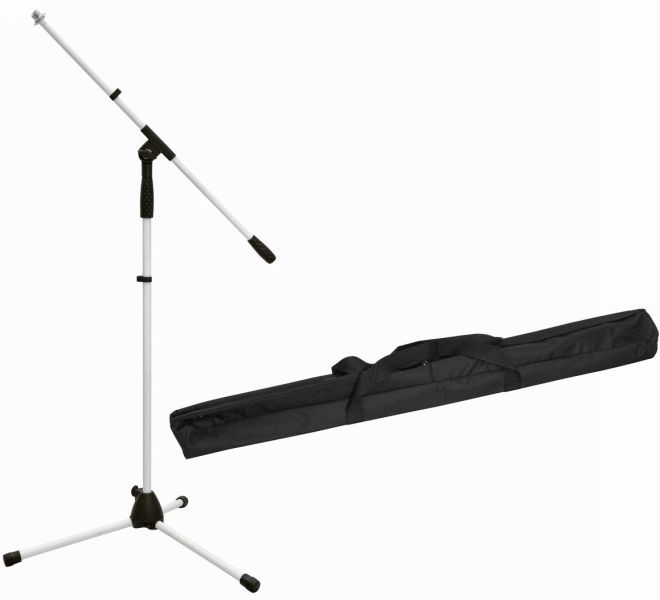 OMNITRONIC Set Mikrofonstativ MS-1W mit Galgen weiß + Tasche