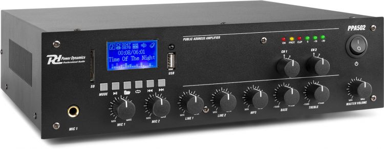 Power Dynamics PPA502 100V Mixer-Verstärker 50W 2 Zonen