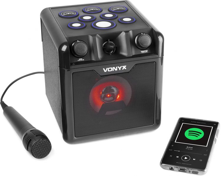 Vonyx SBS50B-DRUM Karaoke-Set Schwarz mit Schlagzeug-Pads
