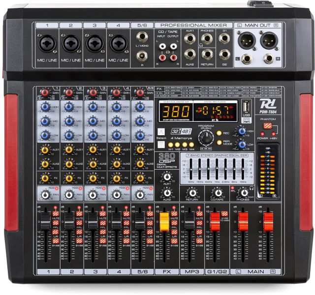 Power Dynamics PDM-T604 Bühnenmischpult 6-Kanal DSP/MP3