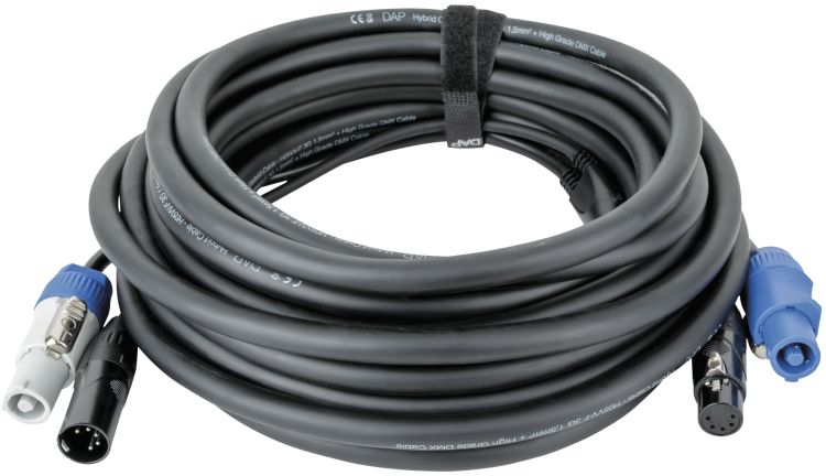 DAP-Audio FP21 Hybrid Cable - Power Pro & 5-pin XLR - DMX / Power 10 m, schwarze Ummantelung