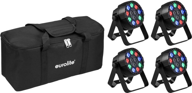 EUROLITE Set 4x AKKU Mini PARty RGBW Spot MK2 + Soft-Bag