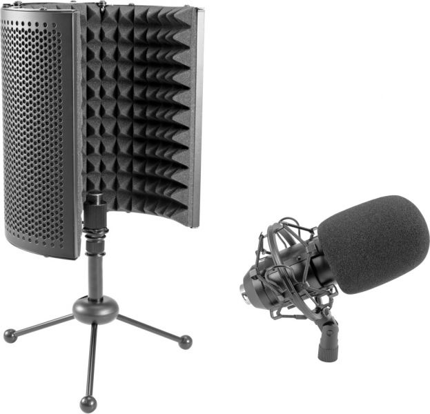 OMNITRONIC Set MIC CM-78MK2 Großmembran-Kondensatormikrofon + AS-04 Tisch-Mikrofon-Absorbersystem