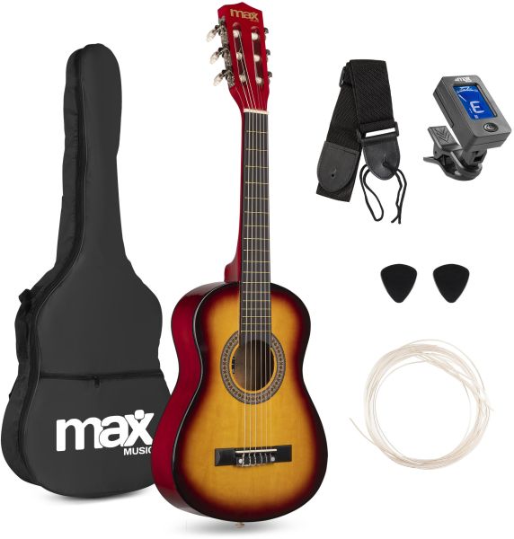 Max SoloArt Junior 1/4 Klassische Gitarre im Set Sunburst