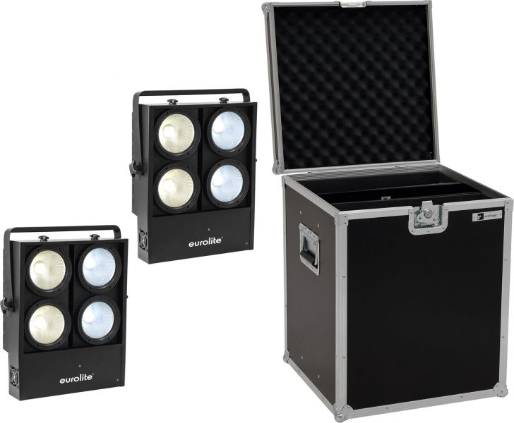 EUROLITE Set 2x Audience Blinder 4x100W LED COB CW/WW + Case