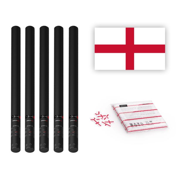 Magic FX Slowfall Konfetti Flagge England 55x35mm- 1kg + 6x Handbetriebene Kanone PRO 80cm - Leer