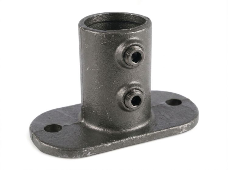 Riggatec Rohrverbinder Fußplatte oval für 48,3 mm Rohr in Schwarz