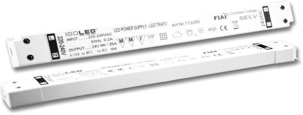 ISOLED LED Trafo 24V/DC, 0-30W, slim, SELV