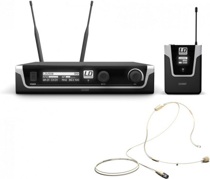 LD Systems U508BPHH Funkmikrofon mit Bodypack und Headset hautfarben