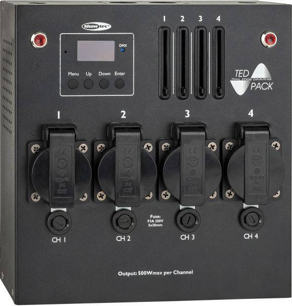 Showtec TED Pack LC CEE 7/5 4-Kanal Dimmerpack mit lokaler Steuerung - FR/BE-Ausgangen