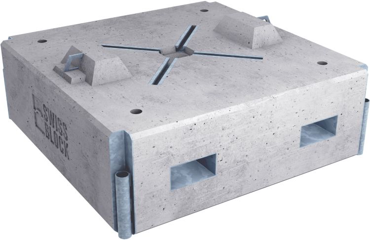 SwissBlock® Event-Block Systemstein - Betongewicht 1,2 x1,2 x 0,4/0,48m, ca. 1200kg