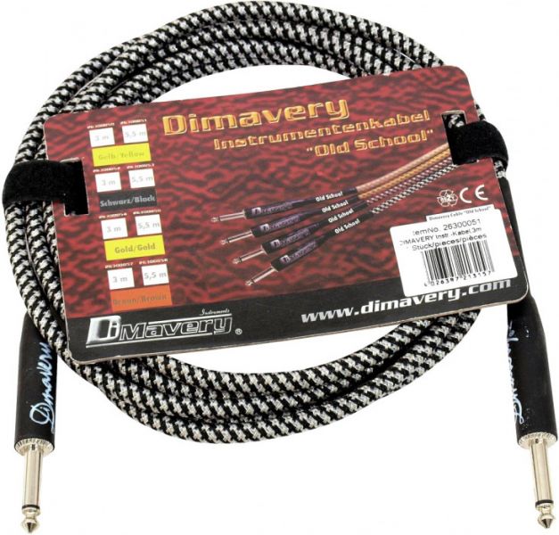 DIMAVERY Instrumenten-Kabel, 3m, sw/sil