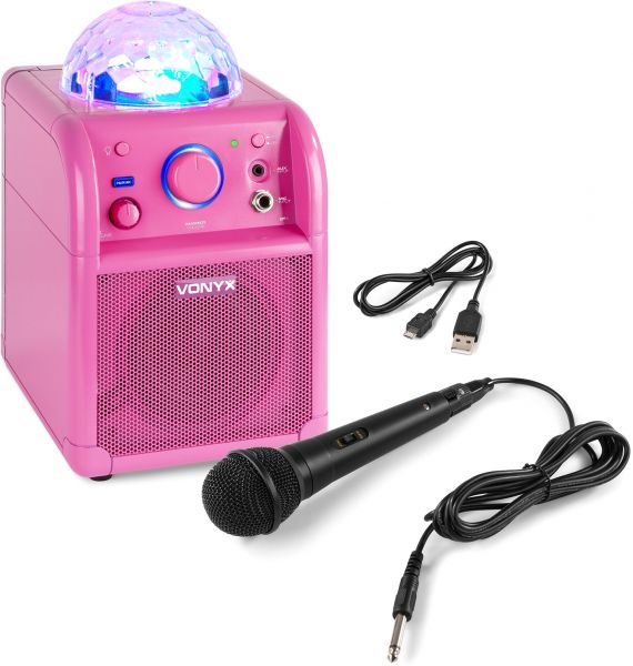 Vonyx SBS50P BT Karaoke Lautsprecher LED Ball Pink
