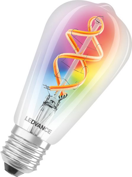 LEDVANCE Wifi SMART+ LED-Lampe Filament Edison 30 RGBW mehrfarbig (ex 60W) 4,5W E27