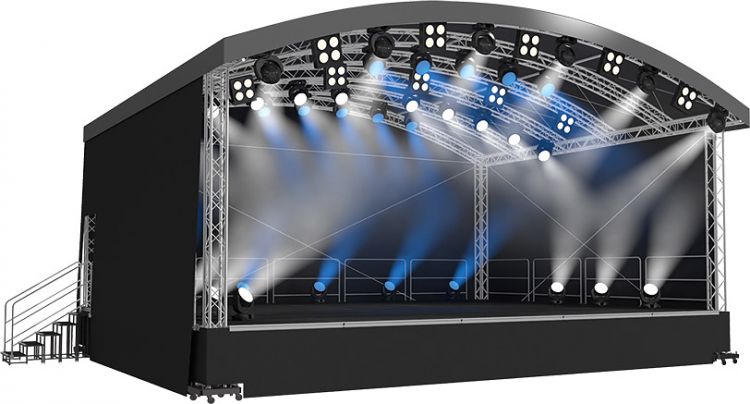 Naxpro-Truss Rundbogendach-Bühne AR04 - 4,00 x 2,99/3,60 x 3,99 m (BxLxH)