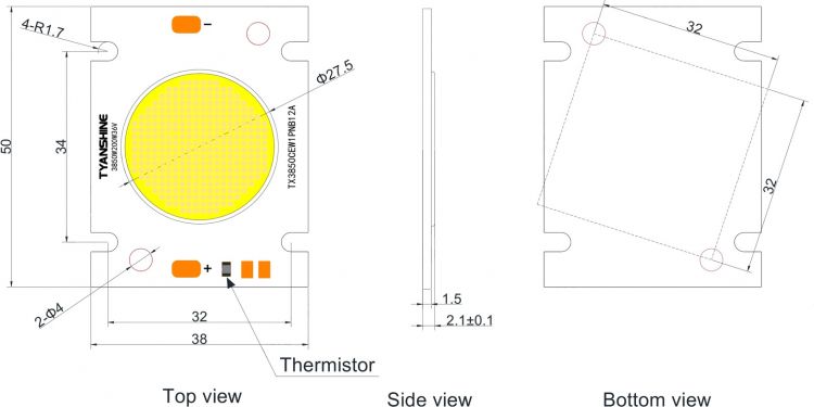 Ersatzteil LED COB 250W 3200K LED PFE-200 3000K Profile Spot (TX-3850S200C28F12-03H95)