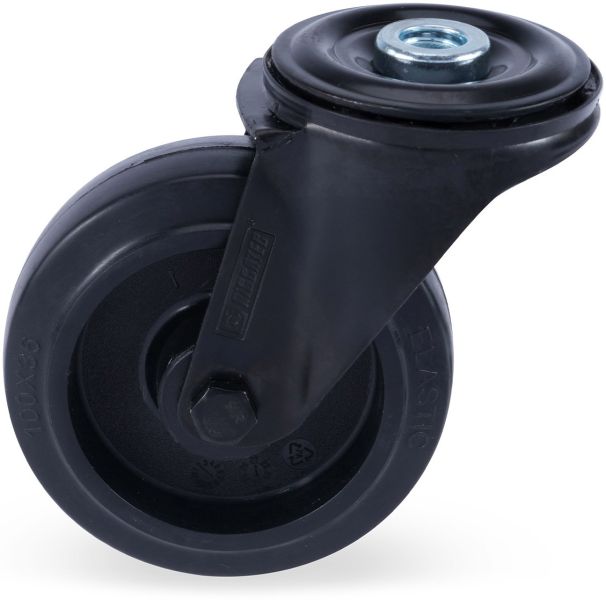 Riggatec Lenkrolle mit runder Montageplatte 100mm BLACK WHEEL