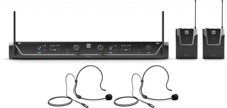 LD Systems U305 BPH 2 - Dual - Funkmikrofon System mit 2 x Bodypack und 2 x Headset - 584 - 608 MHz