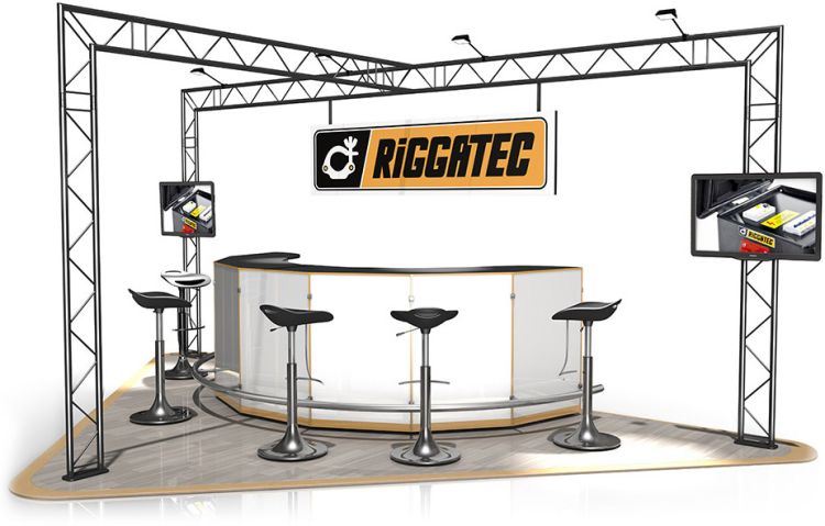 Messestand FD 22 - 5 x 3 x 2,5 m (LxBxH) - 7,5 m² RAL9005 - Schwarz - Seidenmatt