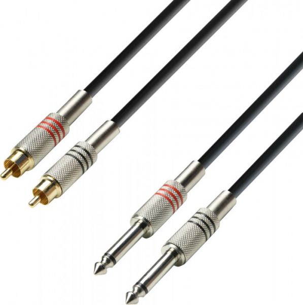 Adam Hall Cables K3 TPC 0300 Audiokabel 2 x Cinch male auf 2 x 6,3 mm Klin