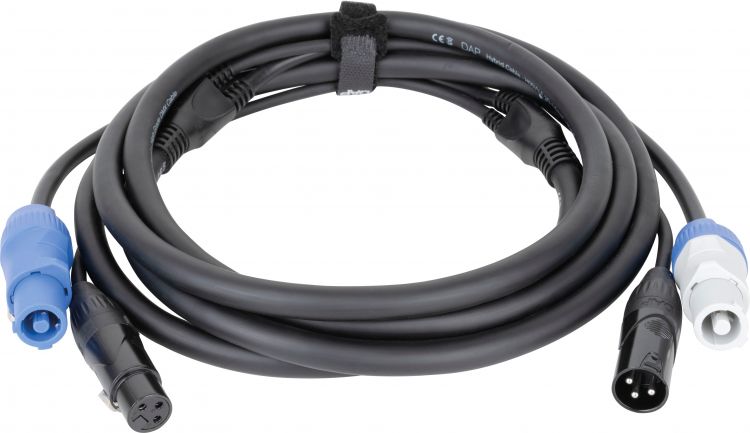 DAP-Audio FP20 Hybrid Cable - Power Pro & 3-pin XLR - DMX / Power 6 m, schwarze Ummantelung