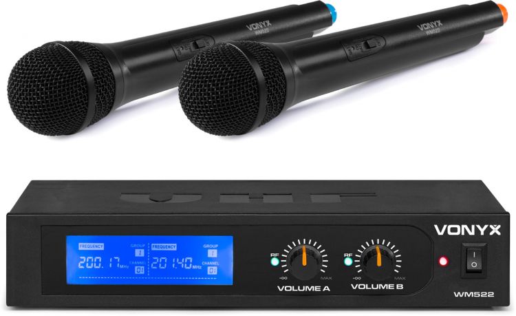 Vonyx WM522 VHF 2-Kanal-Mikrofonset mit 2 Handmikrofonen