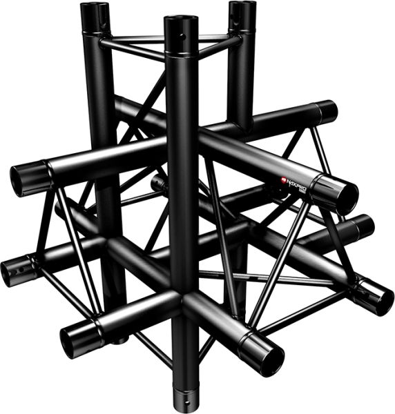 Naxpro-Truss FD 23 C61 90° 6 Weg Winkel RAL9005 - Schwarz - Seidenmatt
