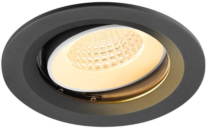 SLV NUMINOS® MOVE M, Deckeneinbauleuchte, 3000 K, 55°, IP20, rund, schwarz / weiß