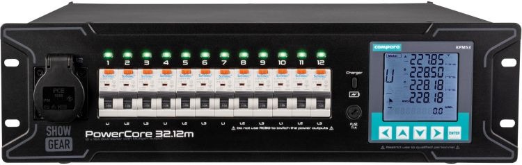 SHOWGEAR PowerCore 32,12 m 1 + 6x Schuko + 2x Multipin H16 Stromverteiler
