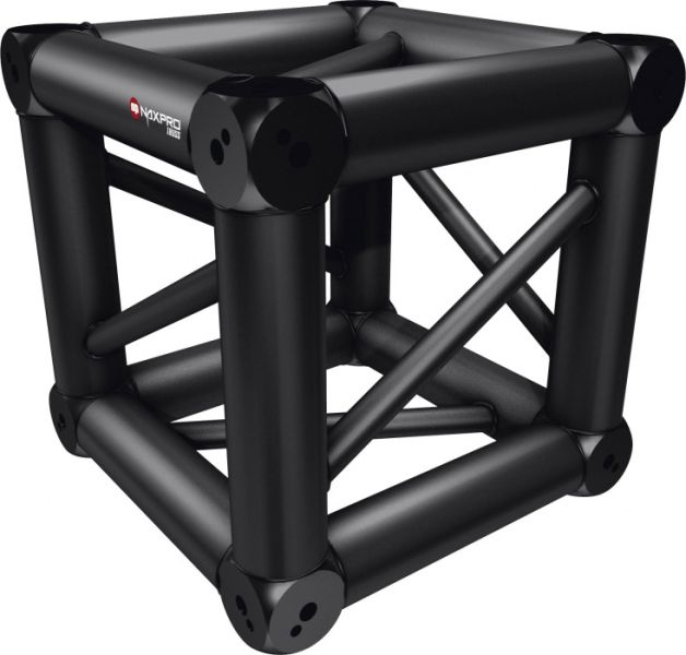 Naxpro-Truss FD 24 Boxcorner mit 8 Halbverbinder M12 RAL9005-Schwarz-Seidenmatt