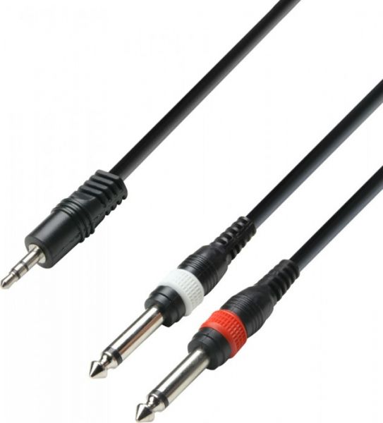 Adam Hall Cables K3 YWPP 0100 Audiokabel 3,5 mm Klinke stereo auf 2 x 6,3