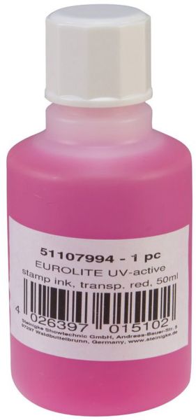 EUROLITE UV-aktive Stempelfarbe, transparent rot, 50ml