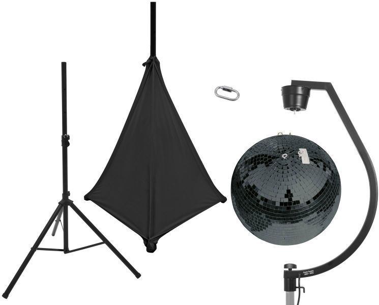 EUROLITE Set Spiegelkugel 50cm schwarz mit Stativ und Segel schwarz
