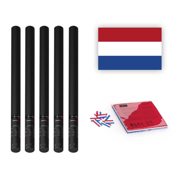 Magic FX Slowfall Konfetti Flagge Niederlande 55x35mm- 1kg + 6x Handbetriebene Kanone PRO 80cm - Leer