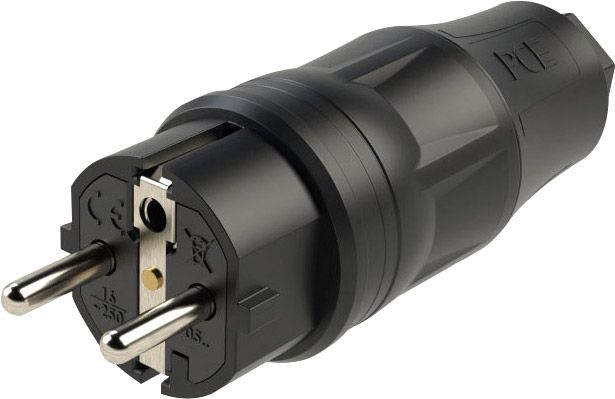 PCE Rubber Schuko Connector Male Rot