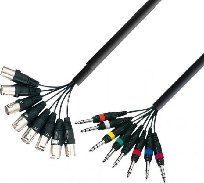 Adam Hall Cables K3 L8 MV 0300 Multicore Kabel 8 x XLR male auf 8 x 6,3 mm