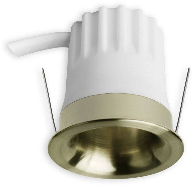 ISOLED LED Einbaustrahler BACK32, messing geb., rund, 5W, CRI90, 3000K, rückversetzt, Honeycomb