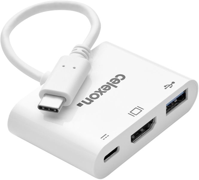 celexon USB-C auf HDMI - USB-A - USB-C M/F Multiport Adapter, weiß