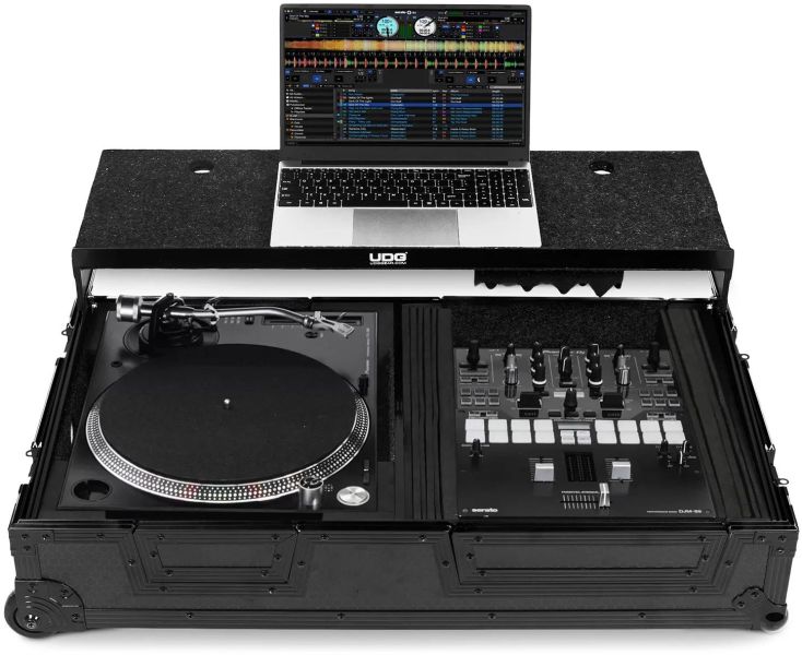 UDG Ultimate Flight Case Single Turntable Battle/ PLX-CRSS12 & 10"/12" Mixer Schwarz Plus